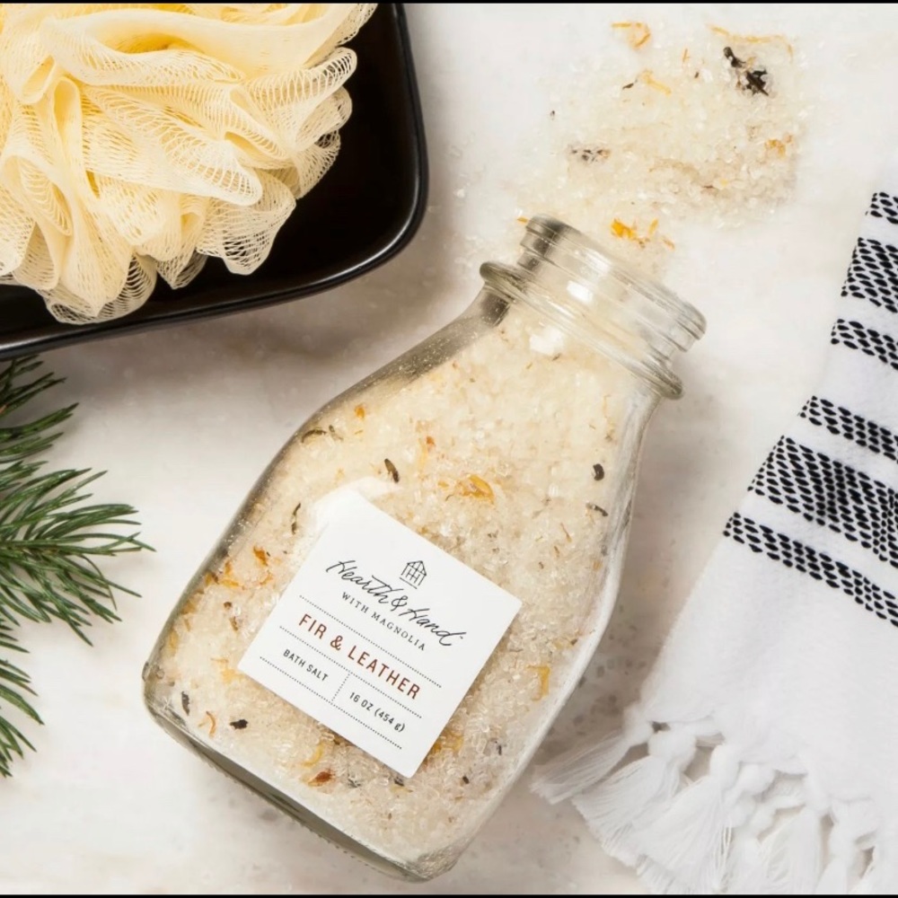 Hearth Hand Bath Salt Fir & Leather Scented 16 oz